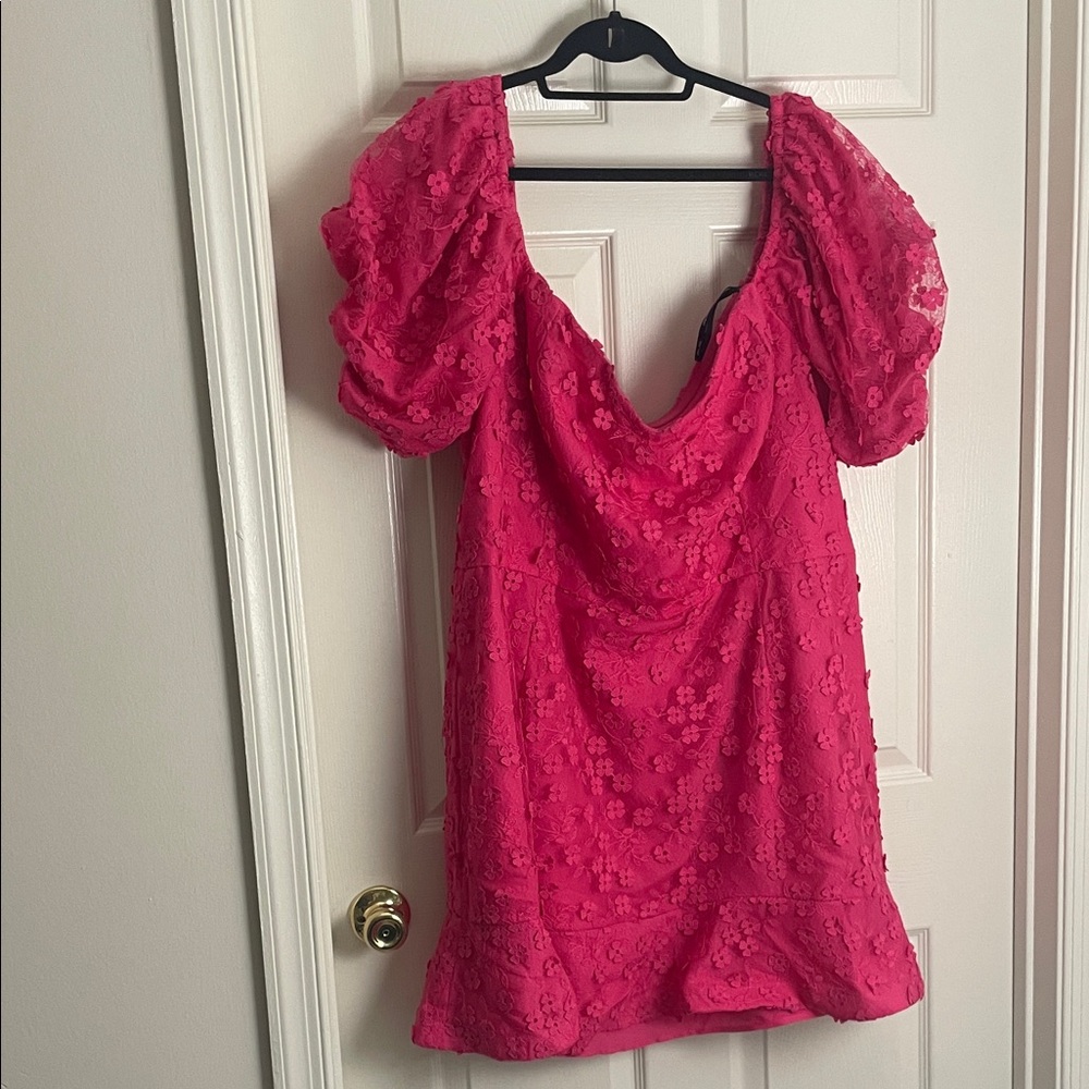 City Chic Pink Floral Lace Mini Dress